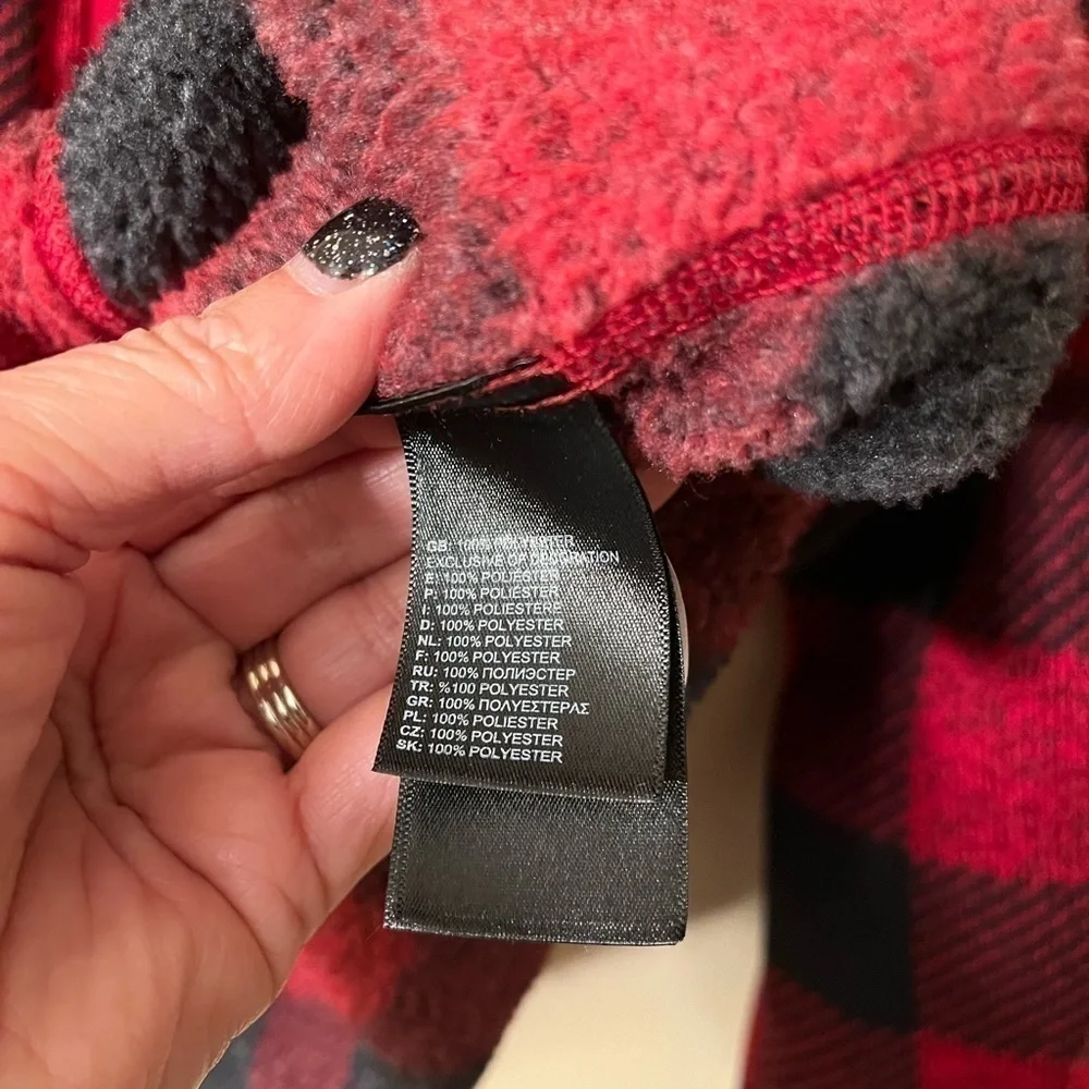 The North Face Red/Black Buffalo Plaid Pullover Sz M EUC
